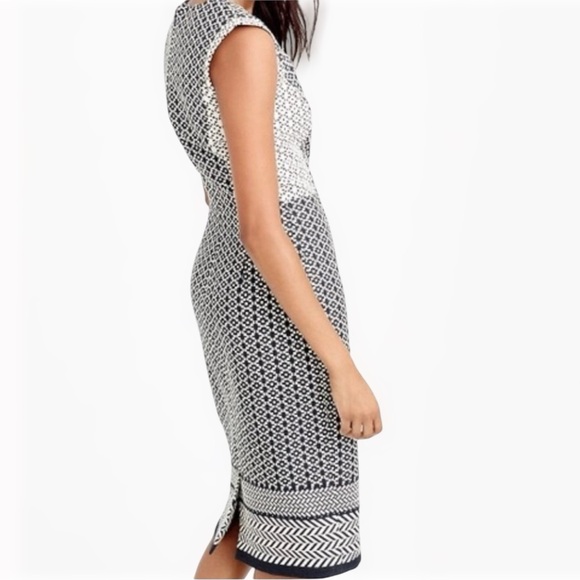 J. CREW  Geometric Panel Shift Dress | Black • Cream | Size 8 - Picture 6 of 8